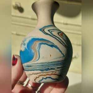 VTG Nemadji Pottery swirl pattern studio art mini vase 4.25 in